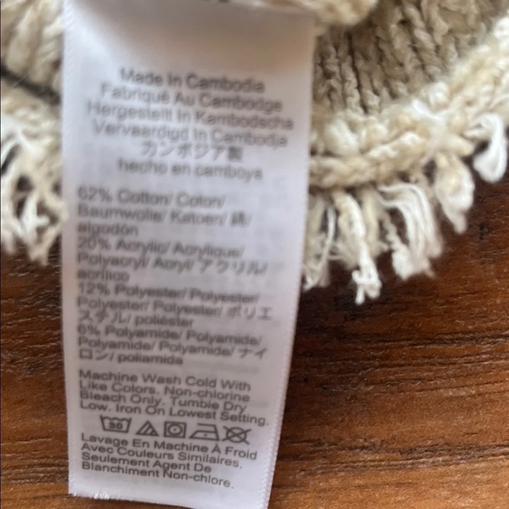 NWOT J. Crew Cream Fringe Knit Cardigan - - Size Large
